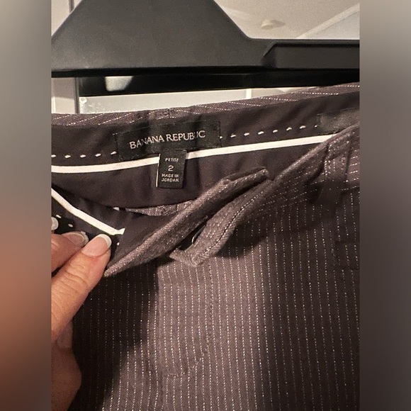 Banana Republic Metallic Grey Pinstripe Ankle Boot Cut Dress Pants Women 2 S New - Picture 4 of 5